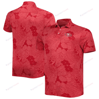 San Francisco 49ers Men Polo Shirt Floral Flowers Pattern Printed - Red