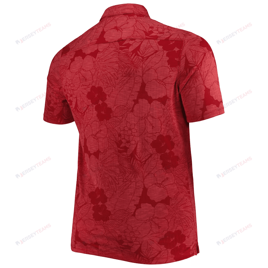 Tampa Bay Buccaneers Men Polo Shirt Floral Flowers Pattern Printed - Red