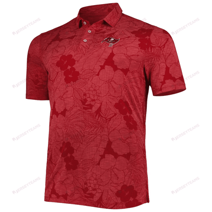 Tampa Bay Buccaneers Men Polo Shirt Floral Flowers Pattern Printed - Red
