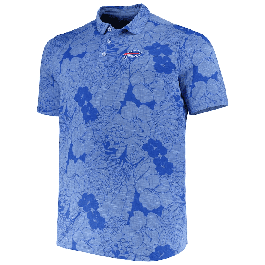 Buffalo Bills Men Polo Shirt Floral Flowers Pattern Printed - Blue