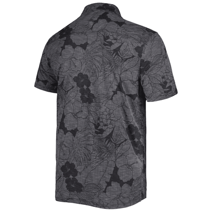 Washington Commanders Men Polo Shirt Floral Flowers Pattern Printed - Black