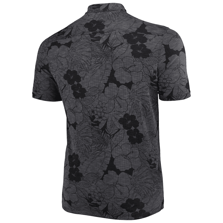 Carolina Panthers Men Polo Shirt Floral Flowers Pattern Printed - Black
