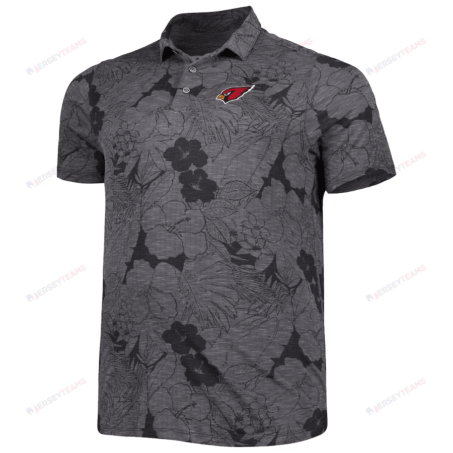 Arizona Cardinals Men Polo Shirt Floral Flowers Pattern Printed - Black