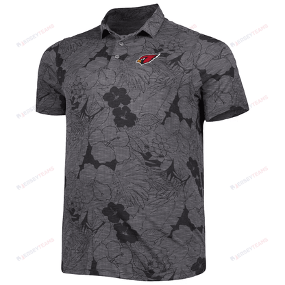Arizona Cardinals Men Polo Shirt Floral Flowers Pattern Printed - Black