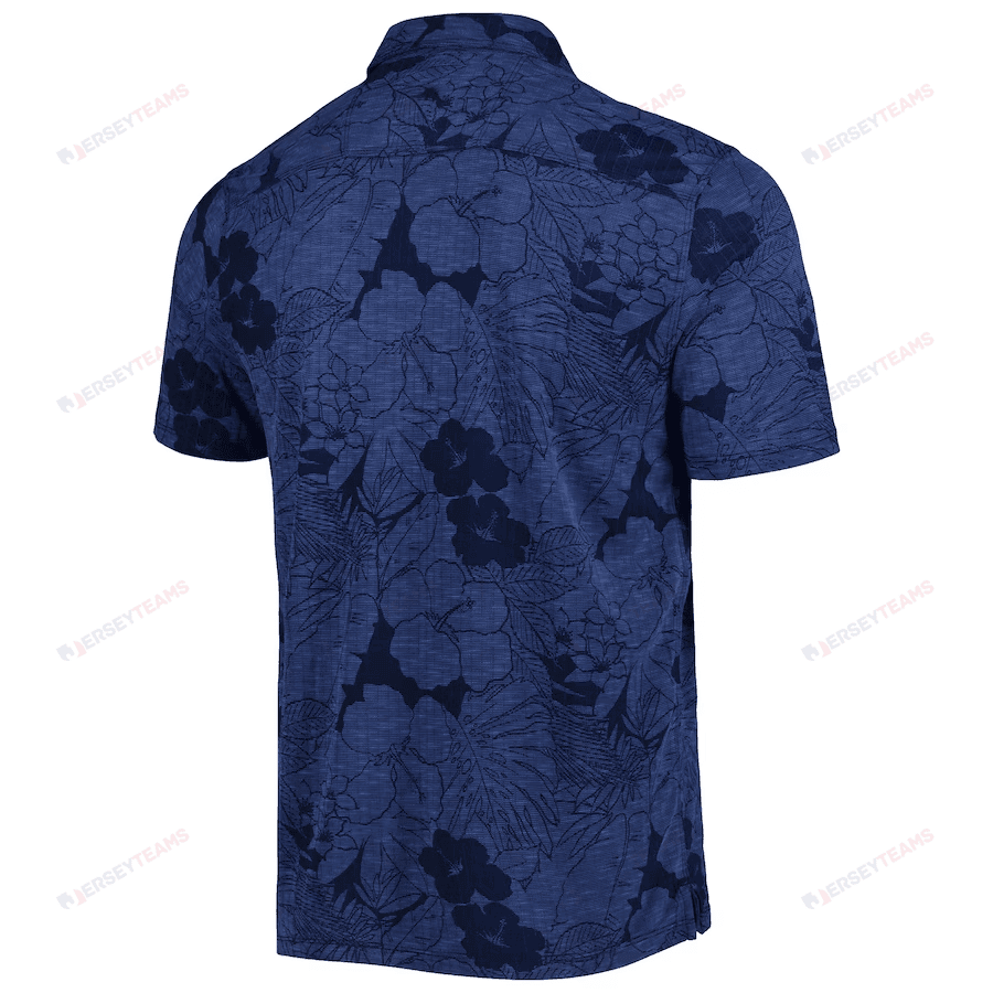 Tennessee Titans Men Polo Shirt Floral Flowers Pattern Printed - Navy