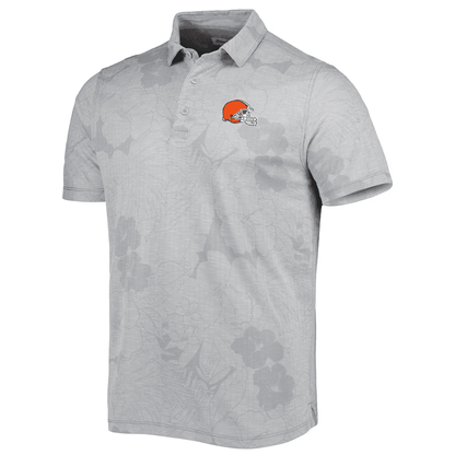 Cleveland Browns Men Polo Shirt Floral Flowers Pattern Printed - Gray