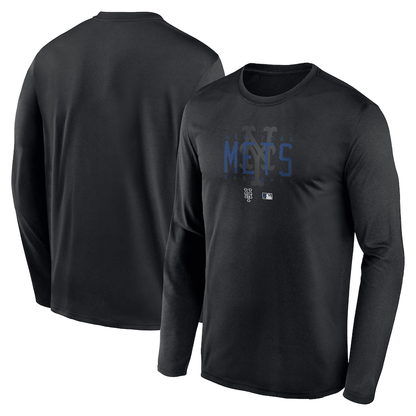 New York Mets Team Logo Legend Performance Long Sleeve T-Shirt - Black