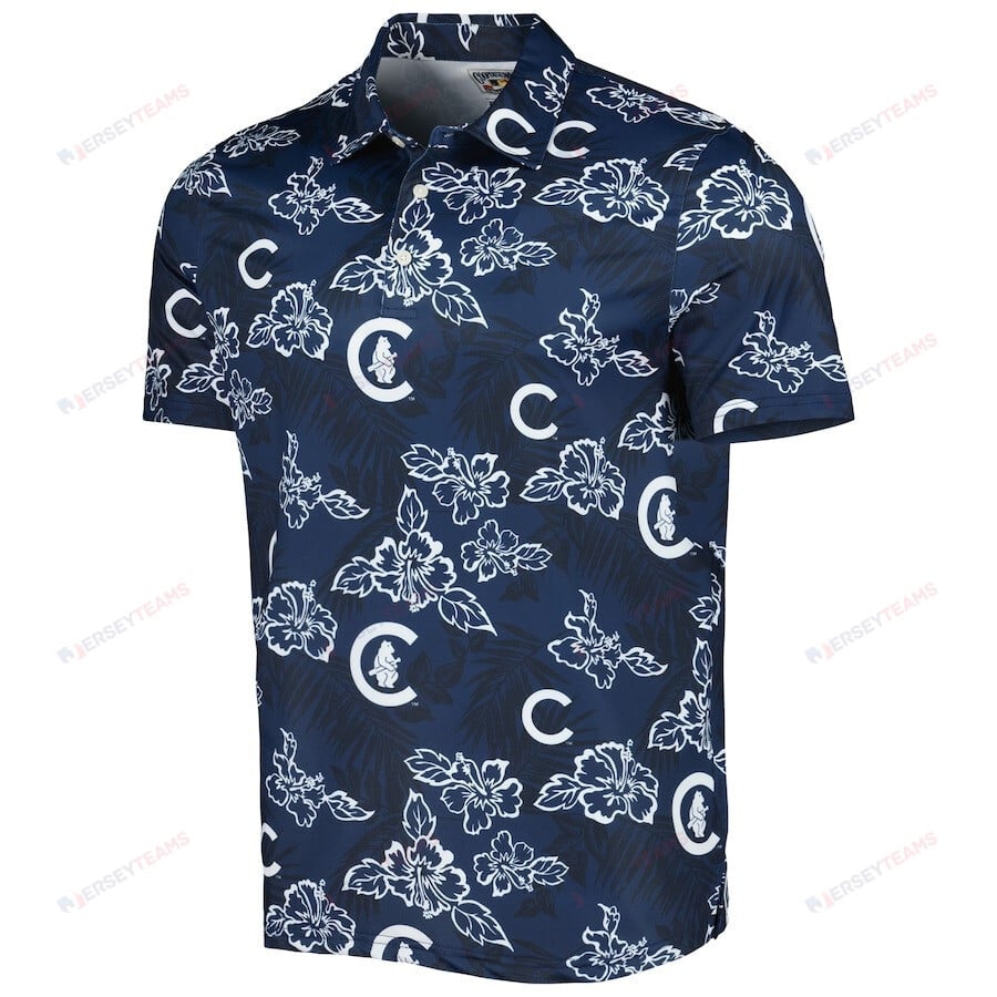 Chicago Cubs Reyn Spooner Cooperstown Collection Puamana Print Polo Shirt - Navy