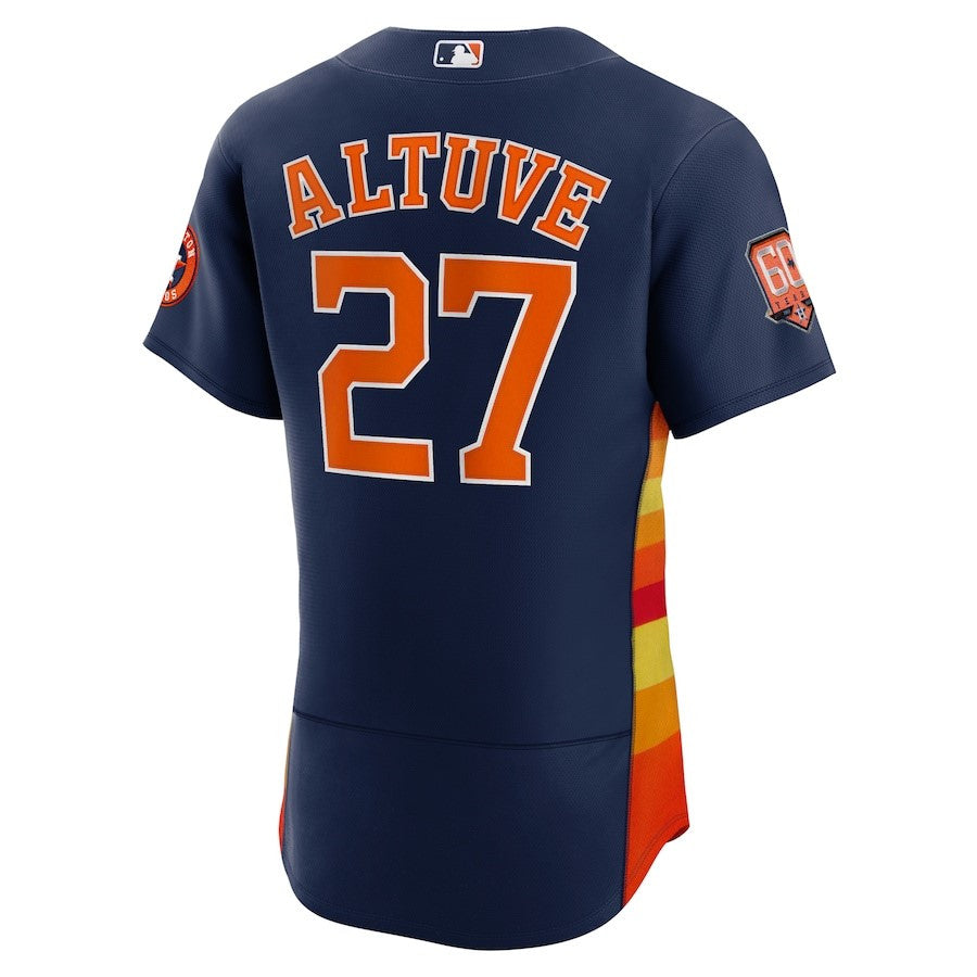 Jose Altuve 27 Houston Astros 60th Anniversary Alternate Player Elite Jersey - Navy