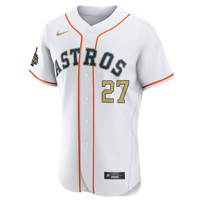 Jose Altuve 27 Houston Astros 2023 Gold Collection Player Elite Jersey - White