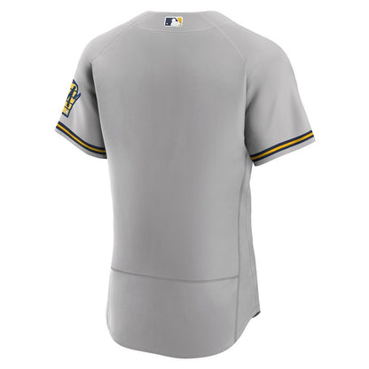 Milwaukee Brewers Road Team Logo Elite Jersey - Gray