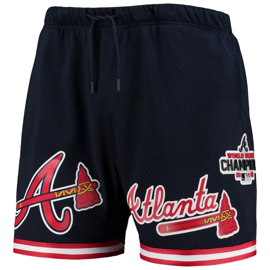 Atlanta Braves Team Logo Mesh Shorts - Navy, Men