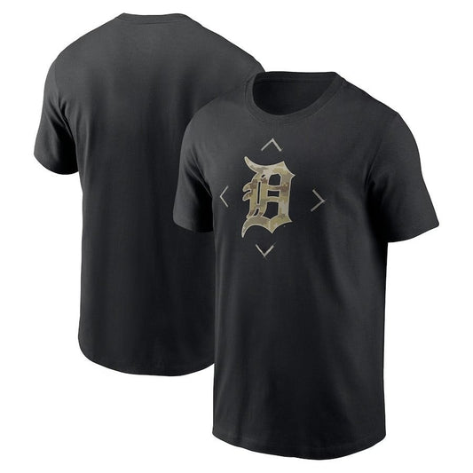 Detroit Tigers Camo Logo T-Shirt - Black