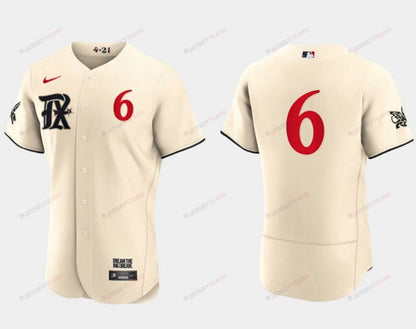 Josh Jung 6 Texas Rangers 2023 City Connect Flex Base Elite Jersey - Cream