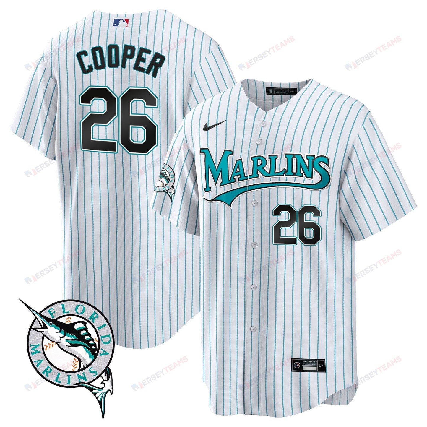 Garrett Cooper 26 Miami Marlins Throwback Men Jersey - White