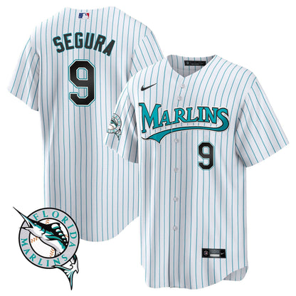 Jean Segura 9 Miami Marlins Throwback Men Jersey - White