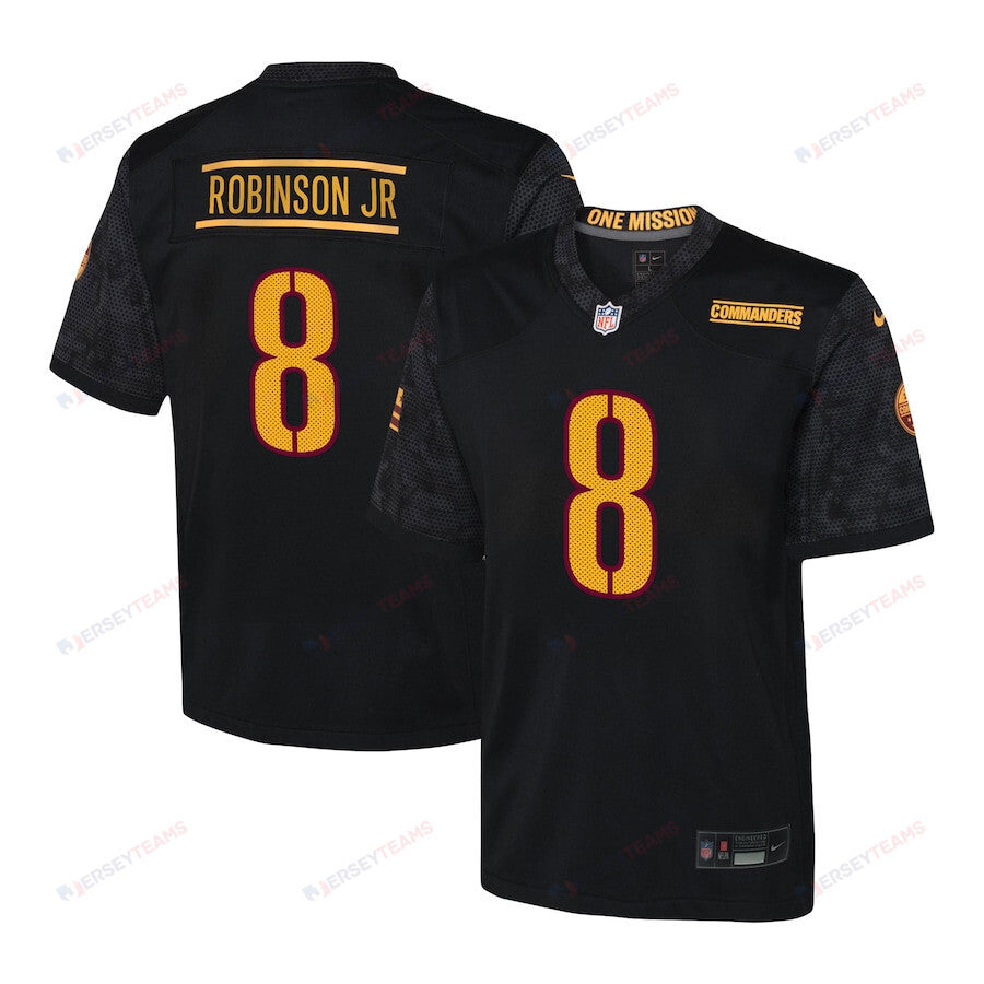 Brian Robinson Jr. 8 Washington Commanders YOUTH Game Jersey - Black