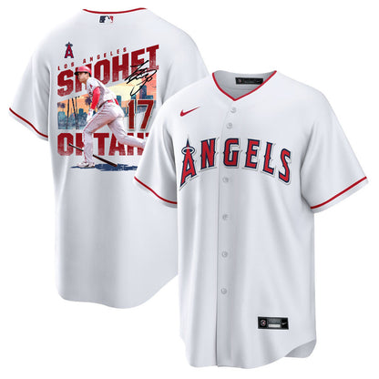 Shohei Ohtani 17 Los Angeles Angels Signed City 2023 Home Player Men Jersey - White