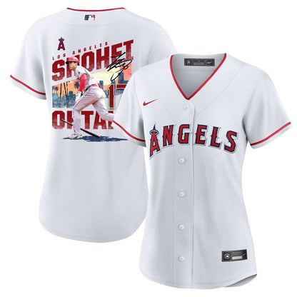 Shohei Ohtani 17 Los Angeles Angels Signed City 2023 Home Player Women Jersey - White