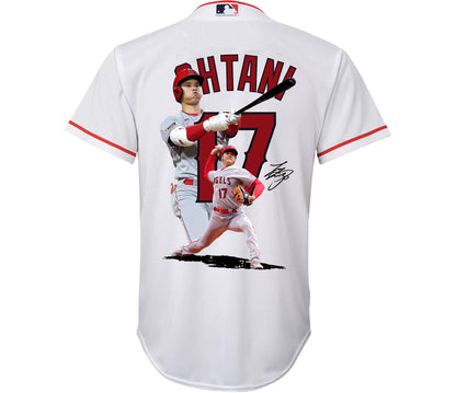 Shohei Ohtani 17 Los Angeles Angels Signed Decisive Blow 2023 Home YOUTH Jersey - White