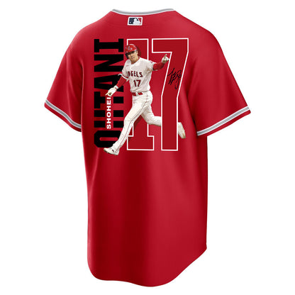 Shohei Ohtani 17 Los Angeles Angels Signed Run 2023 Alternate Player Men Jersey - Red