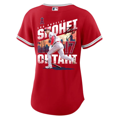 Shohei Ohtani 17 Los Angeles Angels Signed City 2023 Alternate Player Women Jersey - Red