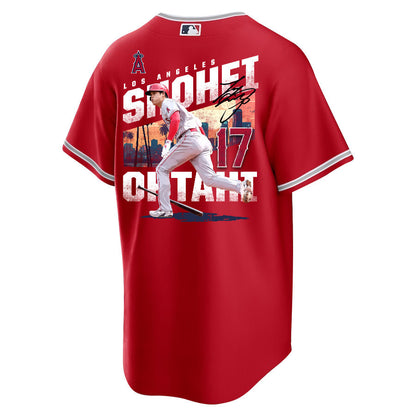 Shohei Ohtani 17 Los Angeles Angels Signed City 2023 Alternate Player Men Jersey - Red