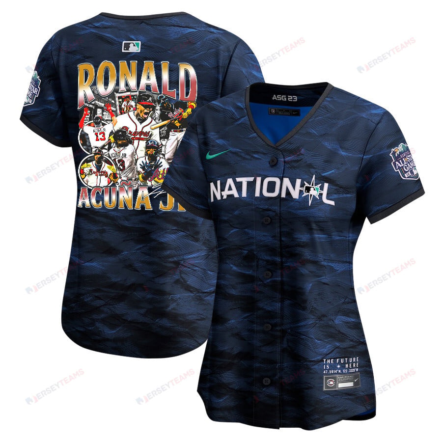 Ronald Acuña Jr. 13 Atlanta Braves Signed Posture 2023 All-Star Game Limited Player Women Jersey - Royal
