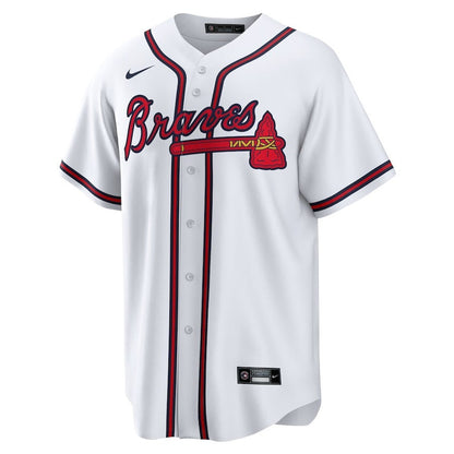 Ronald Acuña Jr. 13 Atlanta Braves Signed Posture 2023 Home Player Men Jersey - White Red