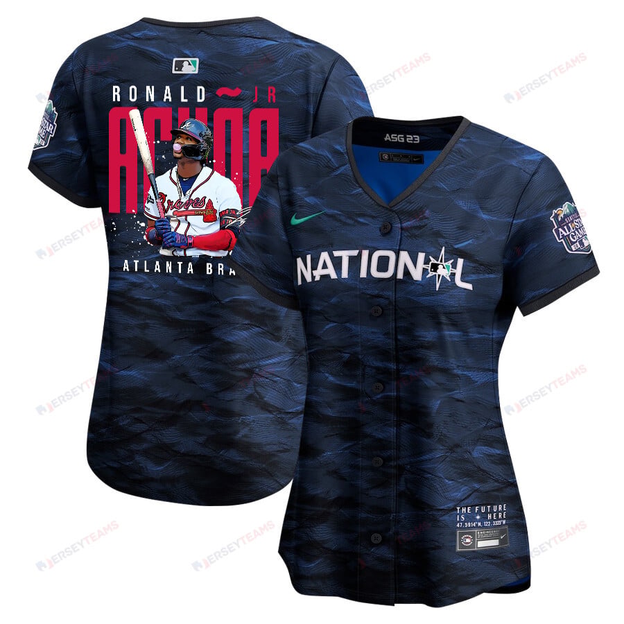Ronald Acuña Jr. 13 Atlanta Braves Signed Gum 2023 All-Star Game Limited Player Women Jersey - Royal