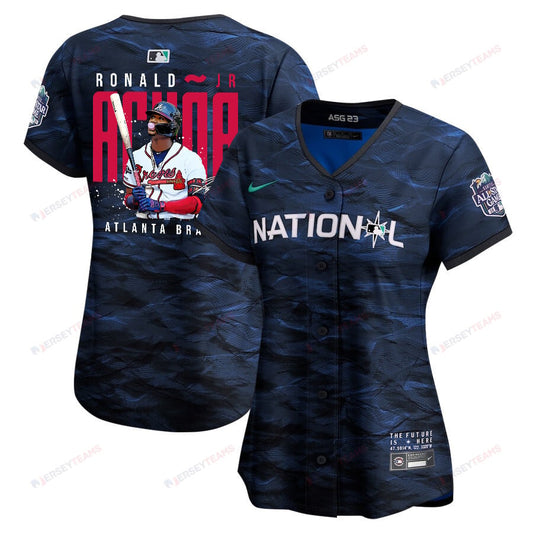 Ronald Acuña Jr. 13 Atlanta Braves Signed Gum 2023 All-Star Game Limited Player Women Jersey - Royal