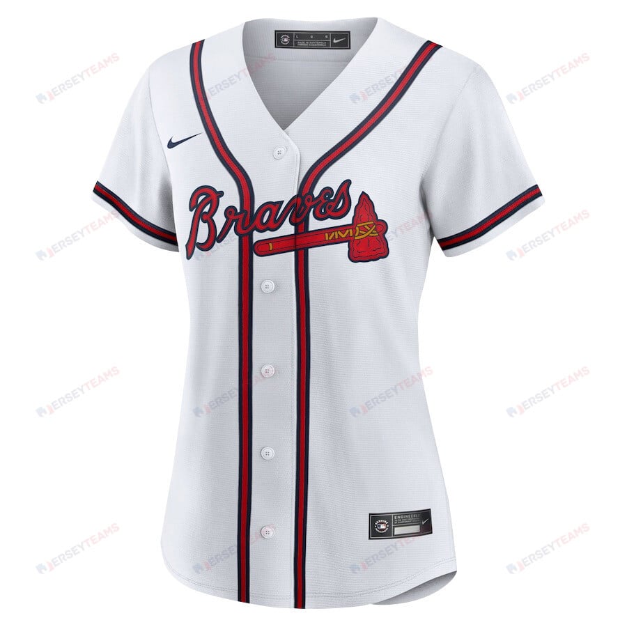 Ronald Acuña Jr. 13 Atlanta Braves Signed Gum 2023 Home Player Women Jersey - White Red