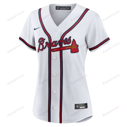 Ronald Acuña Jr. 13 Atlanta Braves Signed Gum 2023 Home Player Women Jersey - White Red