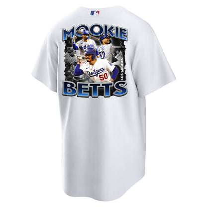 Mookie Betts 50 Los Angeles Dodgers Posture 2023 Home Player Men Jersey - White