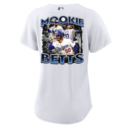 Mookie Betts 50 Los Angeles Dodgers Posture 2023 Home Player Women Jersey - White