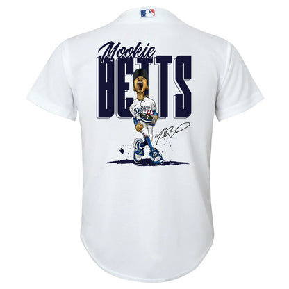 Mookie Betts 50 Los Angeles Dodgers Signed Cartoon 2023 Home Player YOUTH Jersey - White