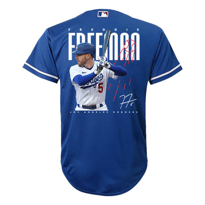 Freddie Freeman 5 Los Angeles Dodgers Signed Logo 2023 Alternate Player YOUTH Jersey - Royal