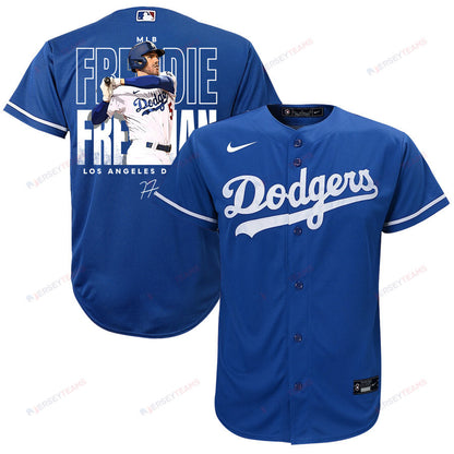 Freddie Freeman 5 Los Angeles Dodgers Signed Home Run 2023 Alternate Player YOUTH Jersey - Royal