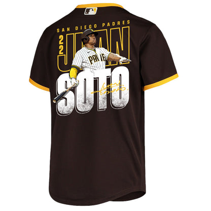 Juan Soto 22 San Diego Padres Signed Posture 2023 Road Player YOUTH Jersey - Brown
