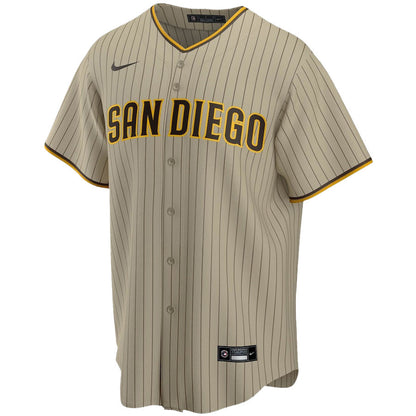 Juan Soto 22 San Diego Padres Signed Hit 2023 Alternate Player Men Jersey - Tan