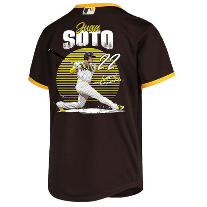 Juan Soto 22 San Diego Padres Signed Hit 2023 Road Player YOUTH Jersey - Brown