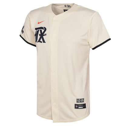 Corey Seager 5 Texas Rangers Signed Posture 2023 City Connect Player YOUTH Jersey - Cream
