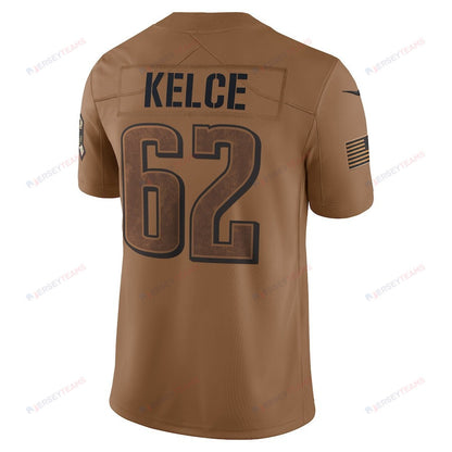Jason Kelce 62 Philadelphia Eagles 2023 Salute To Service Limited Jersey - Brown
