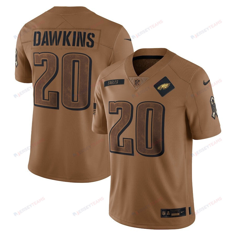 Brian Dawkins 20 Philadelphia Eagles 2023 Salute To Service Limited Jersey - Brown