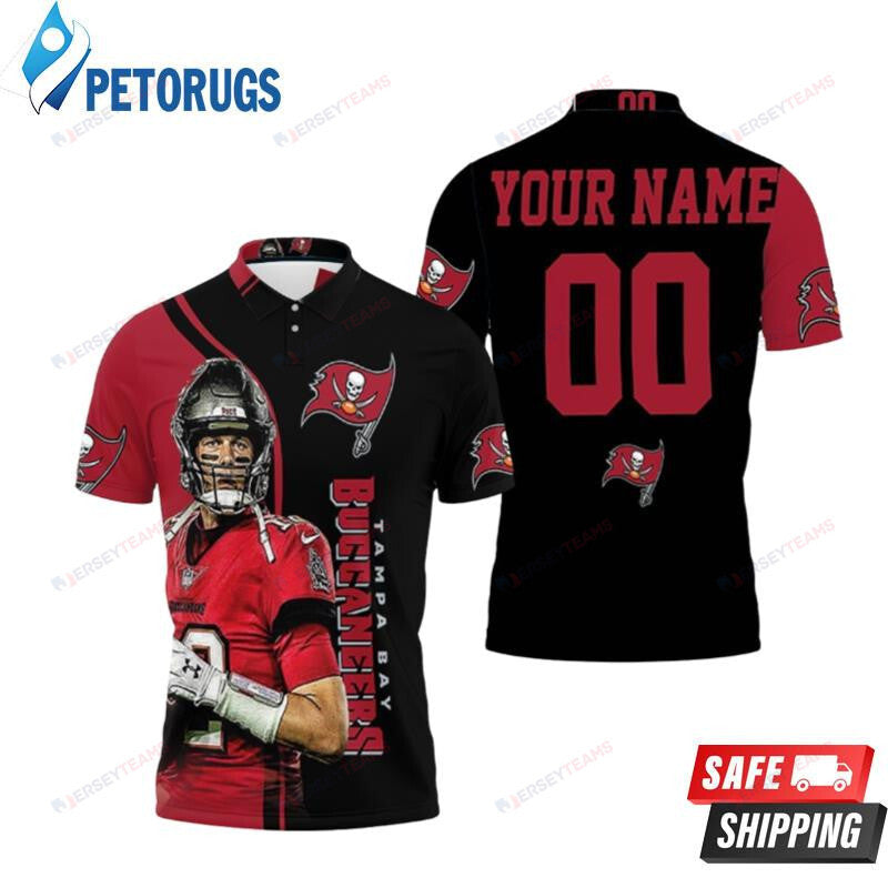 Tom Brady 12 Tampa Bay Buccaneers Posture Legend Custom Name & Number Printed Polo Shirt