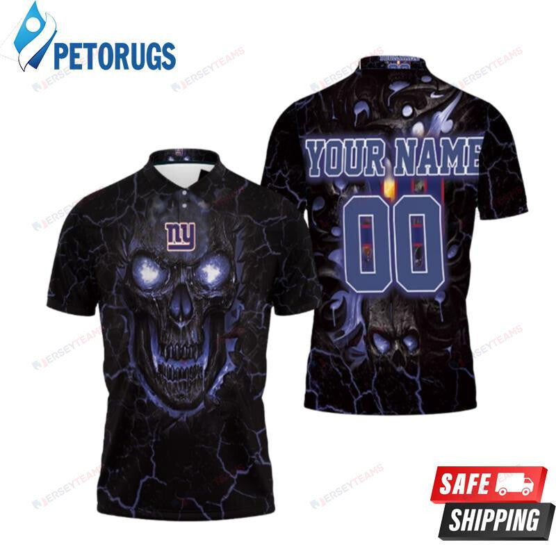 Lava Skull New York Giants Custom Name & Number Printed Polo Shirt