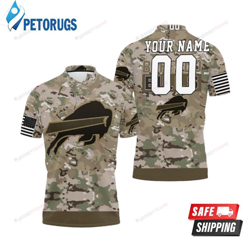 Buffalo Bills Camo Pattern Custom Name & Number Printed Polo Shirt