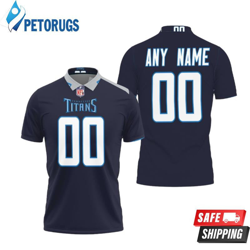 Tennessee Titans America Football Team Logo New Game Navy Custom Name & Number Printed Polo Shirt
