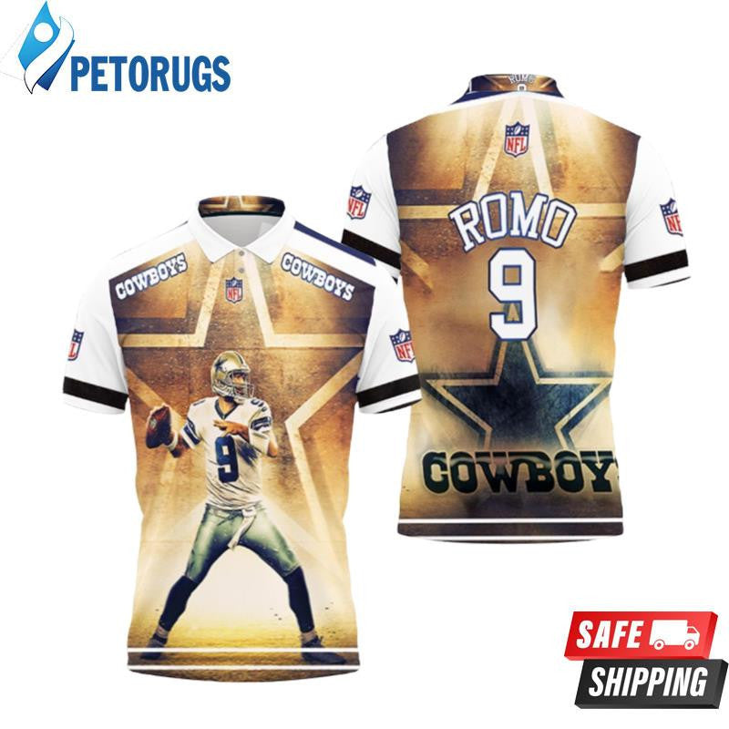 Tony Romo 9 Dallas Cowboys Printed Polo Shirt