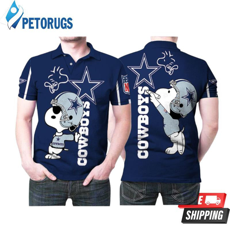 Snoopy Leans On Dallas Cowboys Logo Logo Printed Polo Shirt